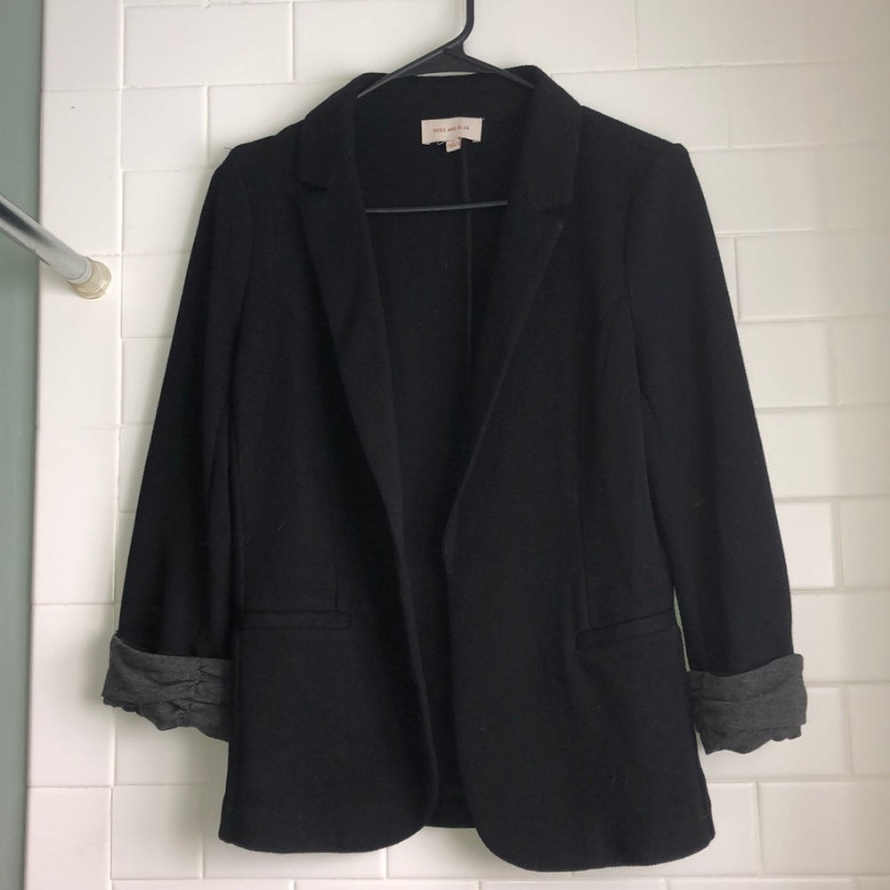 Black Blazer with Grey Cuffs